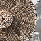 Kagyló dekoráció Guadeloupe, állványon, 55 cm magas, natúr fehér kagylókkal díszítve széle nagyítva