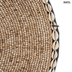 Kagyló dekoráció Guadeloupe, állványon, 55 cm magas, natúr fehér kagylókkal díszítve szegélyező kagyló nagyítva