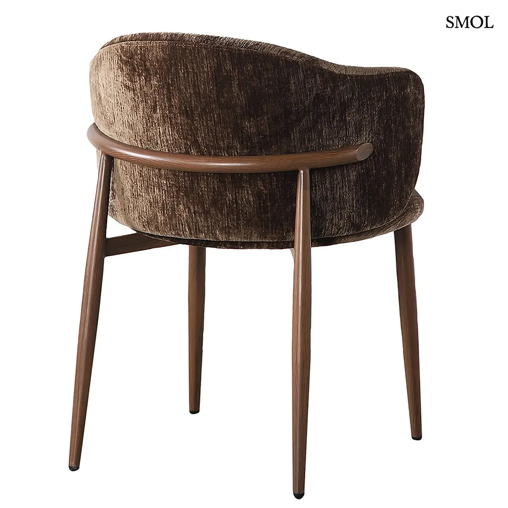OSAKA karfás étkezőszék sötétbarna zsenília kárpittal, 2 db – 58 × 75,5 × 57,5 cm, hátra forgatva