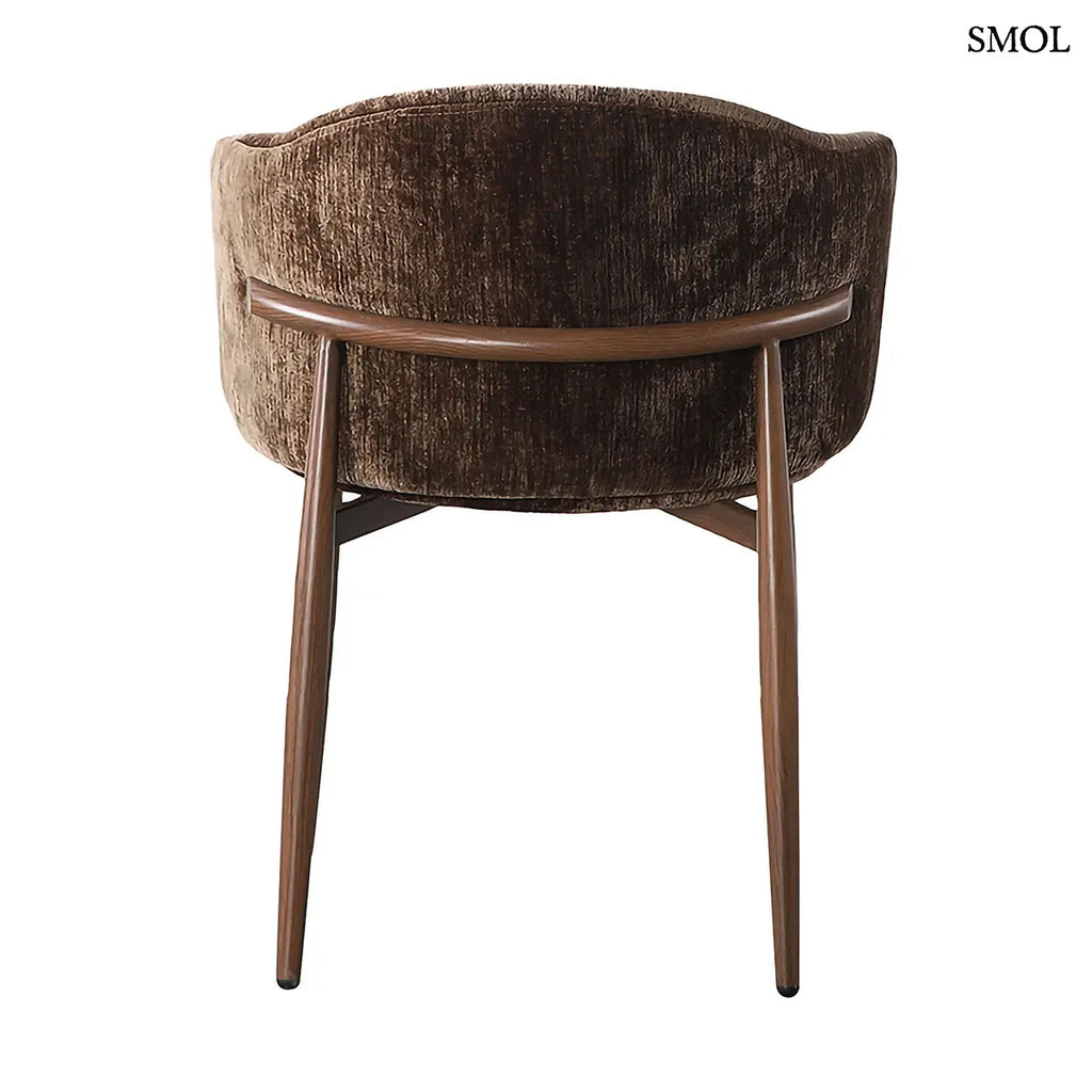 OSAKA karfás étkezőszék sötétbarna zsenília kárpittal, 2 db – 58 × 75,5 × 57,5 cm, hátulról