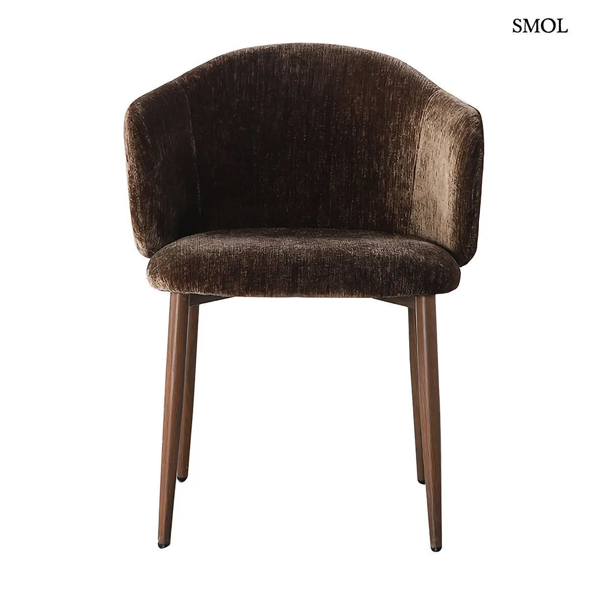 OSAKA karfás étkezőszék sötétbarna zsenília kárpittal, 2 db – 58 × 75,5 × 57,5 cm, szemből