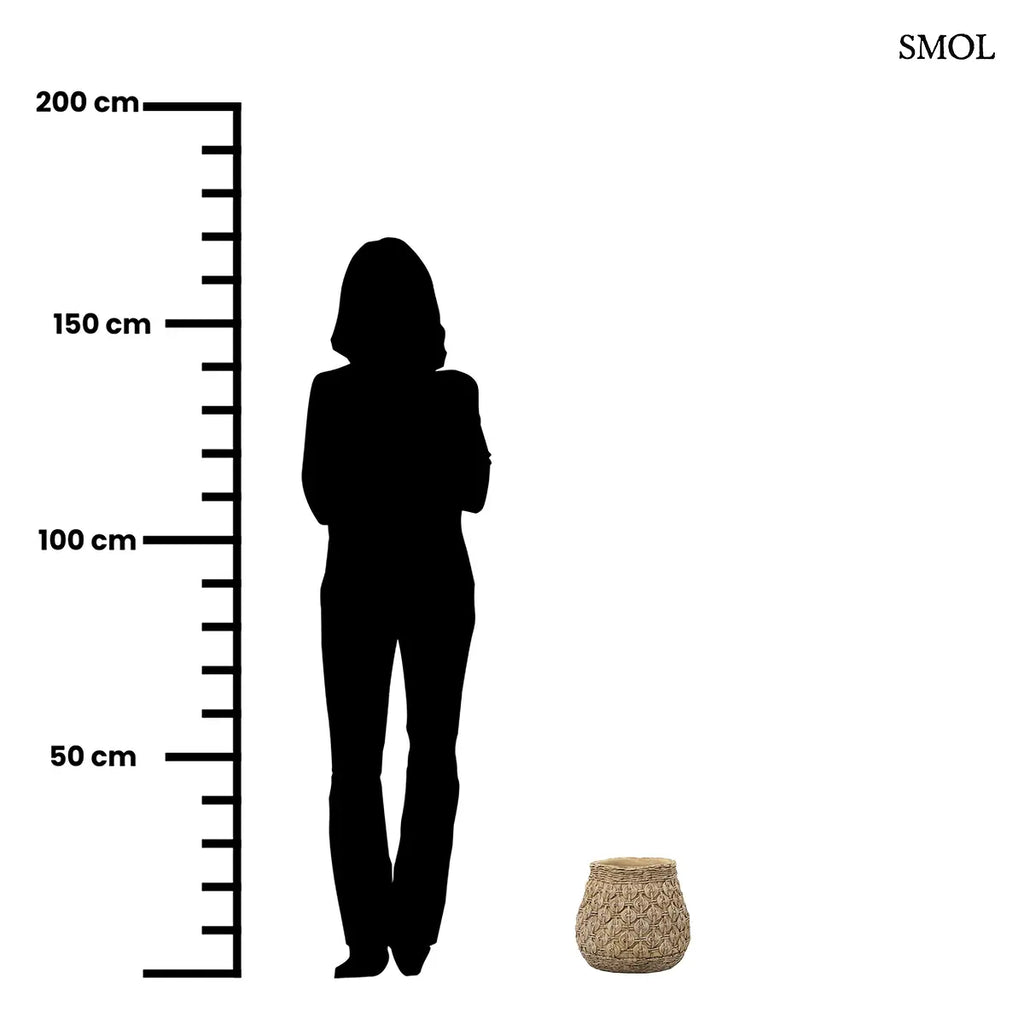 KNOT beton kaspó XL méret, csomó mintás felülettel – 28,3 × 25 cm, méretarányosan
