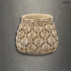 Fonott mintás, natúr színű beton kaspó közepes szobanövényekhez, szürke háttérrel