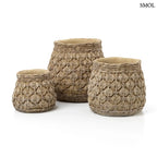 Fonott mintás, natúr színű beton kaspó közepes szobanövényekhez, több méretben