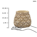 Fonott mintás, natúr színű beton kaspó közepes szobanövényekhez, méretarányosan