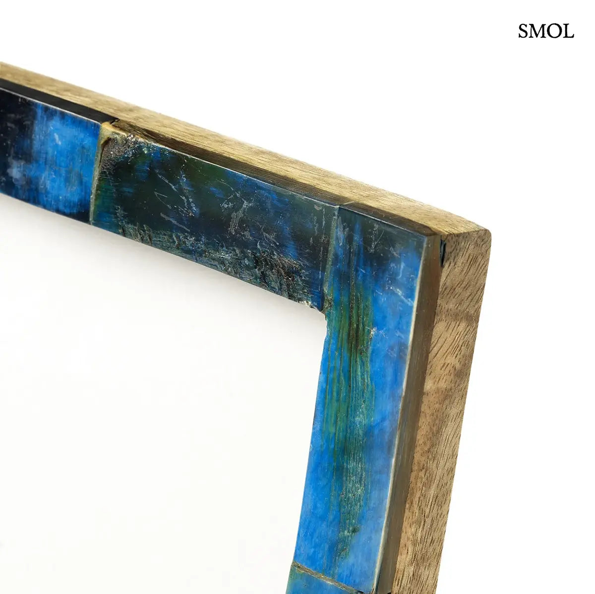 Türkiz bivaly csont mozaik képkeret 13×18 cm, sarok nagyítva