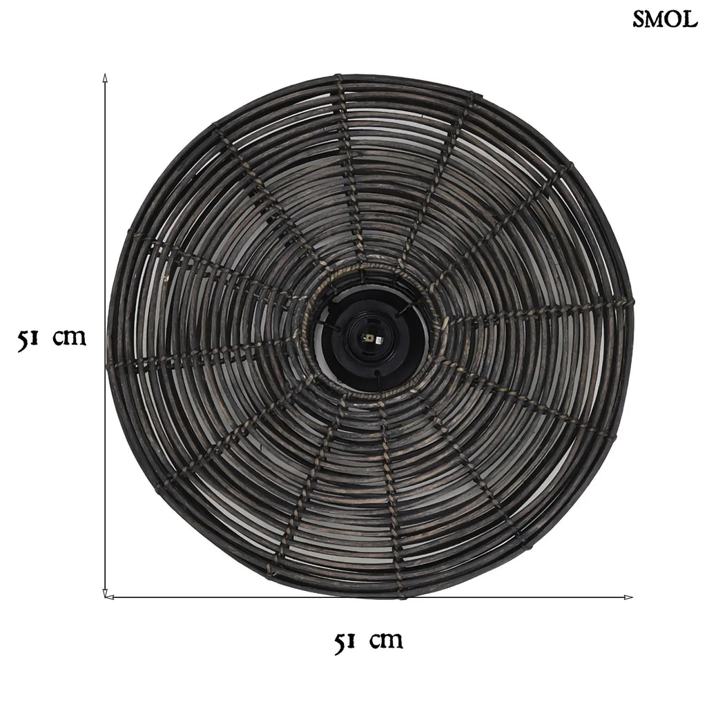 Kerek Rattan falilámpa – fekete | ALER | SMOL - méretekkel