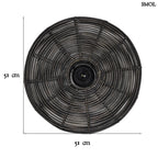 Kerek Rattan falilámpa – fekete | ALER | SMOL - méretekkel