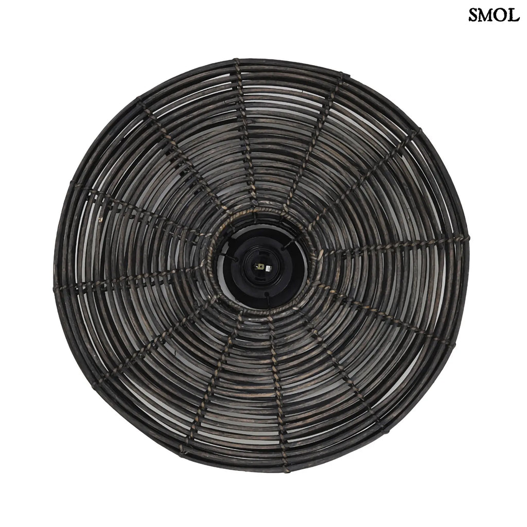 Kerek Rattan falilámpa – fekete | ALER | SMOL - fehér háttérrel