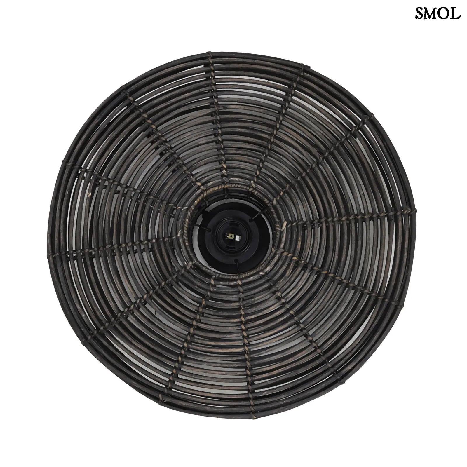 Kerek Rattan falilámpa – fekete | ALER | SMOL - fehér háttérrel