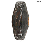 Kerek Rattan falilámpa – fekete | ALER | SMOL - oldalról, égő izzóval