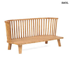 Kétszemélyes kanapé, újrahasznosított tíkfa kerettel és fekete kárpit párnákkal, keret