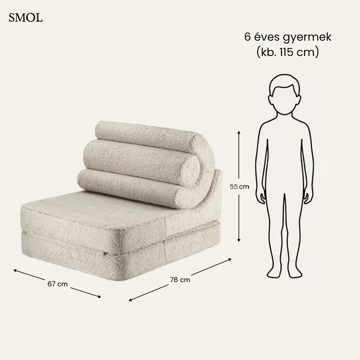 FLIPSTER BISCUIT háromrészes, kihajtható gyerekfotel, méretarányosan
