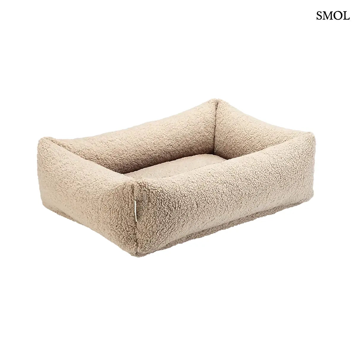 PET SNUGGLE kisállat fekvőhely biscuit teddy szövetből, M méret – 73 × 61 × 23 cm, fehér háttérrel