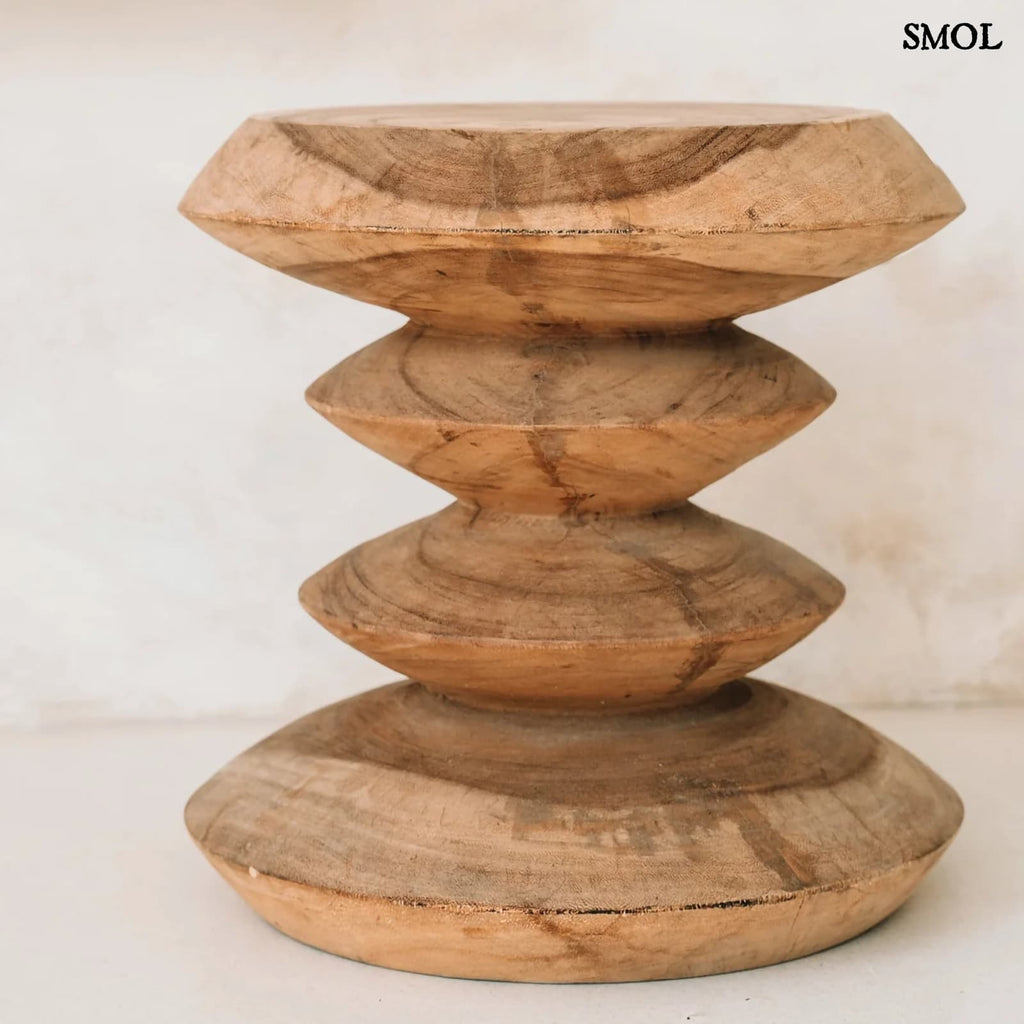 Kisasztal és ülőke - fa, natúr | SIMI | SMOL - fehér fallal