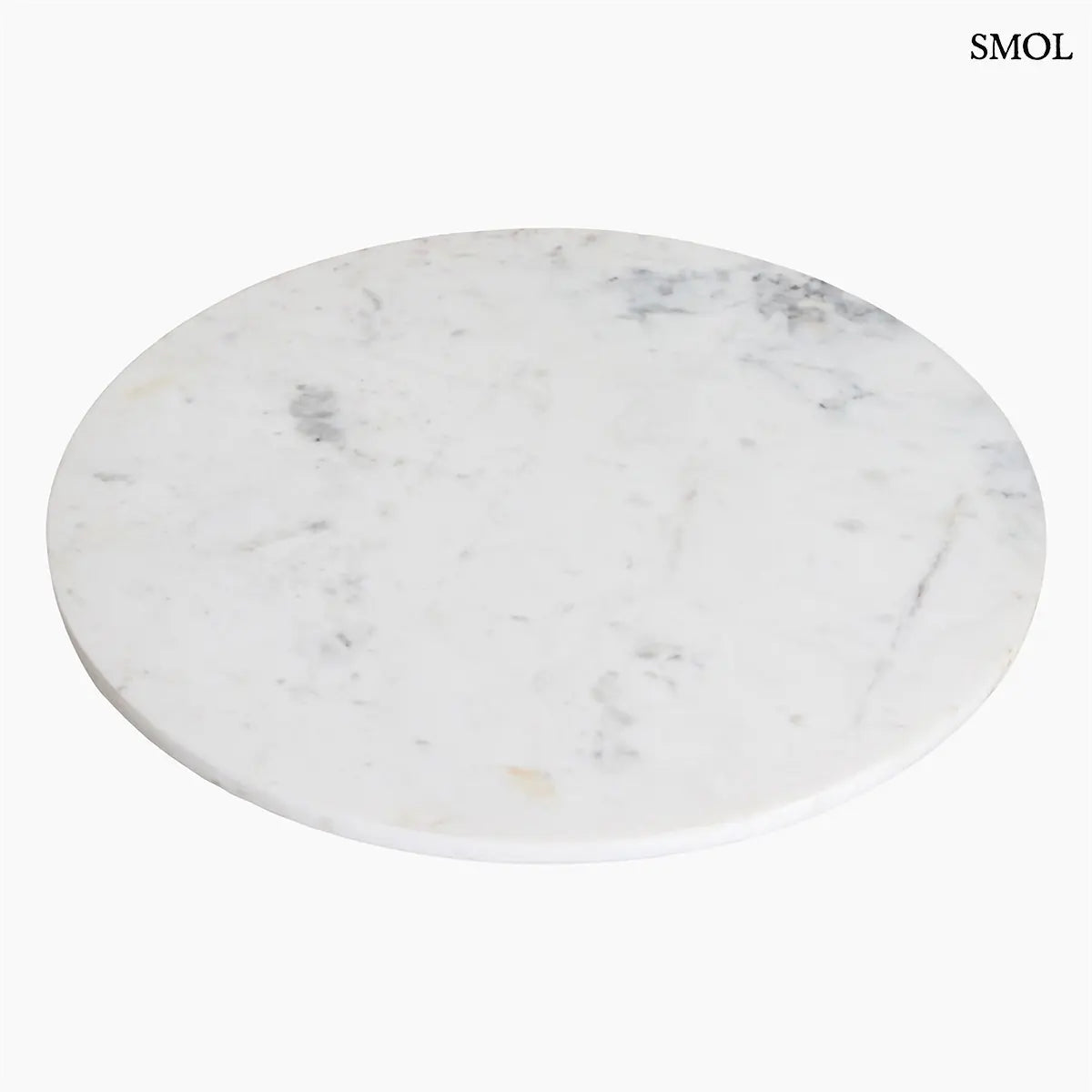MARBLE kerek kisasztal fehér márvány lappal és fa kereszttalppal – 50 × 50 cm, márványlap vastagsága