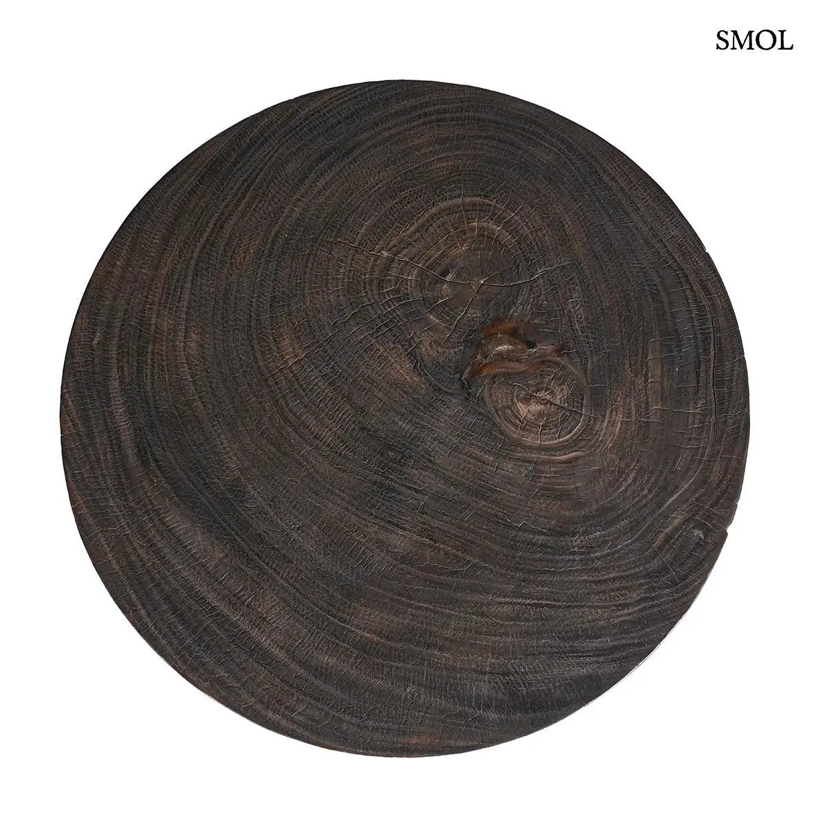 OCTO CHIC kisasztal mangófából sötét dió színben, ívelt lábak – 70 × 70 × 45 cm, felülről