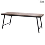 Halszálka mintás, összecsukható konzol asztal, natúr teakfa lappal és fekete fém vázzal ferdén