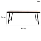 Halszálka mintás, összecsukható konzol asztal, natúr teakfa lappal és fekete fém vázzal méretekkel