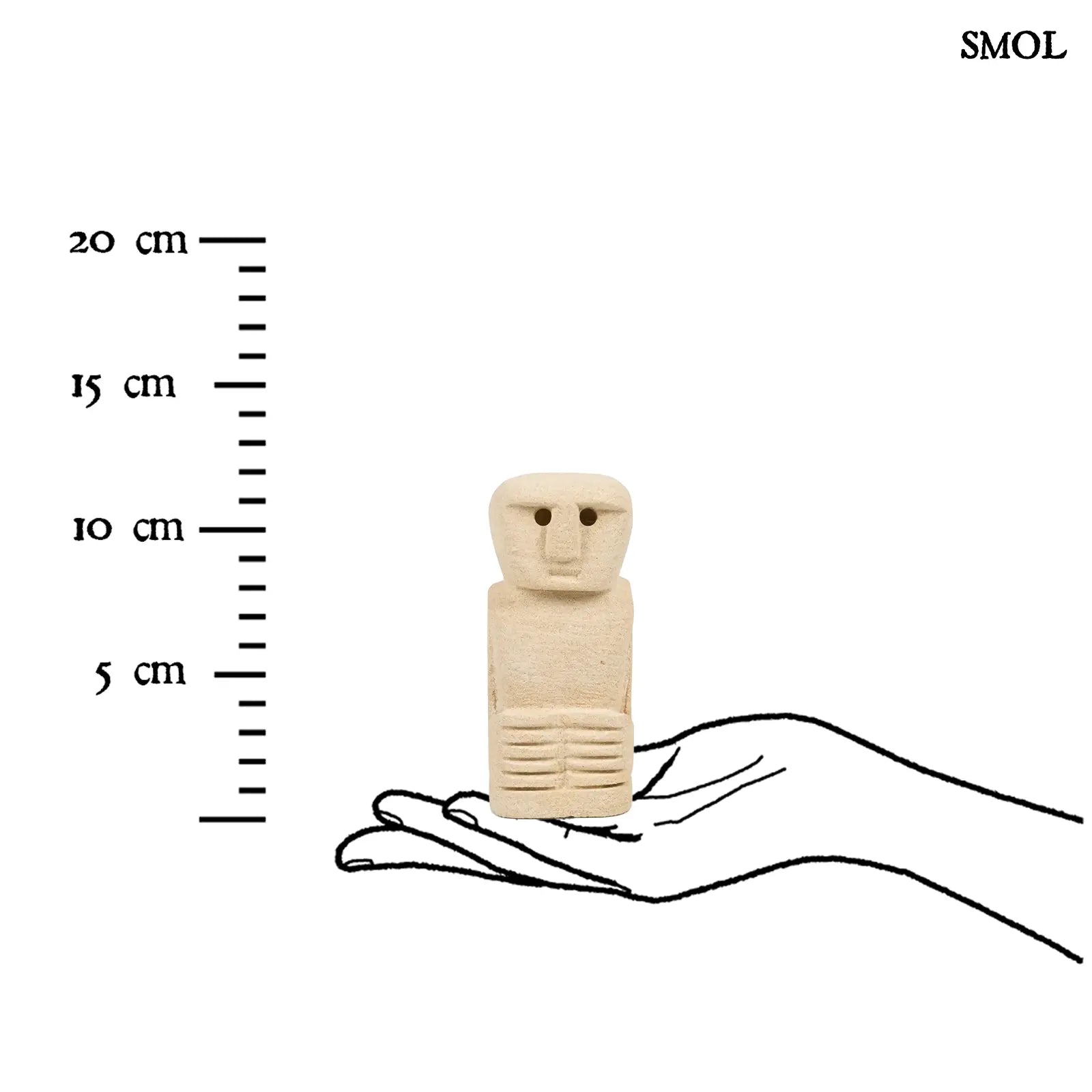 Natúr kőszobor, homokkő anyagú Sumba figura, kézzel faragott méretarányosan