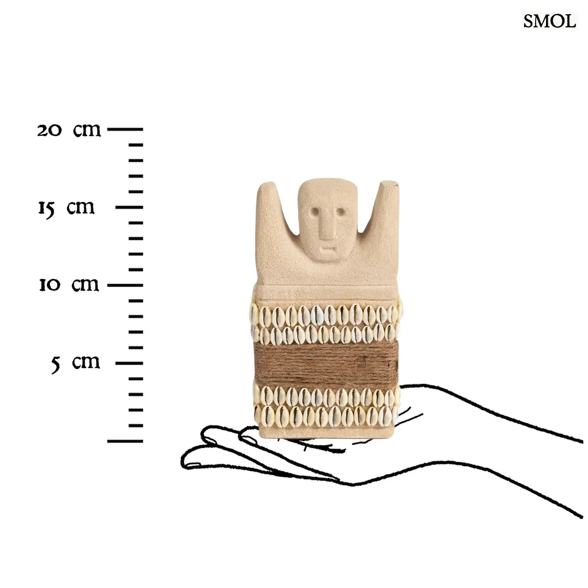 Kézzel faragott Sumba kőszobor, természetes homokkő védelmező dekoráció kagyló díszítéssel, méretarányosan