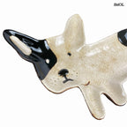 Egyedi, fekete foltos fehér kutyás dísztál és kerámia ékszertartó, nagyítva