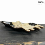 Egyedi, fekete foltos fehér kutyás dísztál és kerámia ékszertartó, fektetve