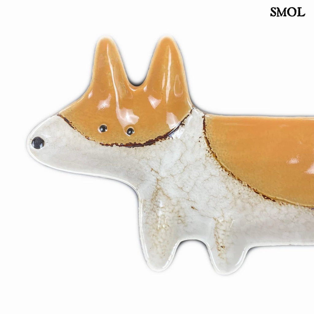 Napsárga foltos kutyás dísztál és ékszertartó kézműves kerámiából, nagyítva