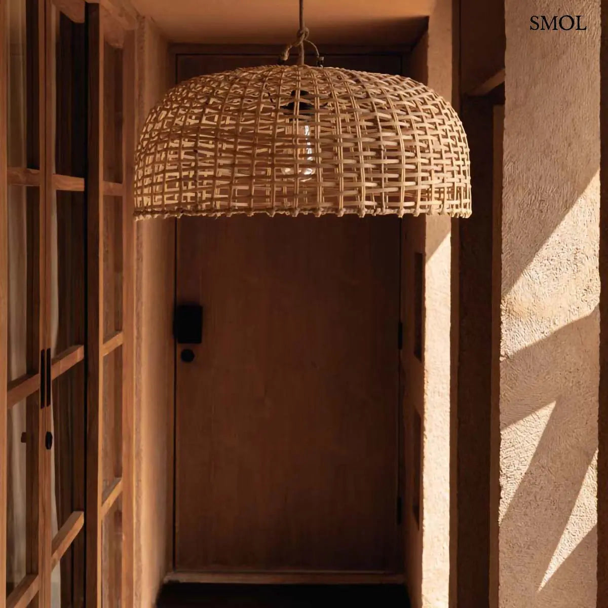CLOCHE natúr szintetikus rattan harang formájú lámpaernyő, előszobában