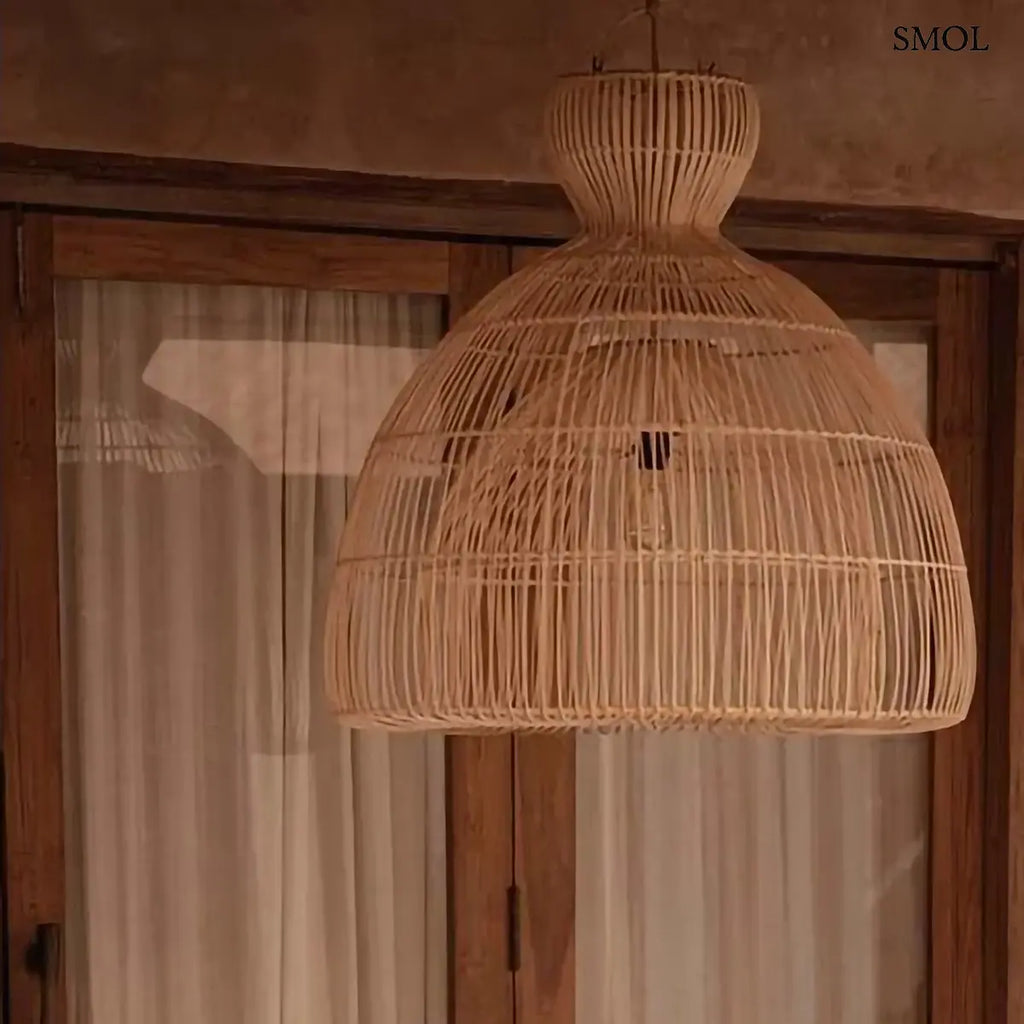 MATCHA WHISK rattan lámpaernyő természetes színben, L méret – 82 × 84 cm, teraszon