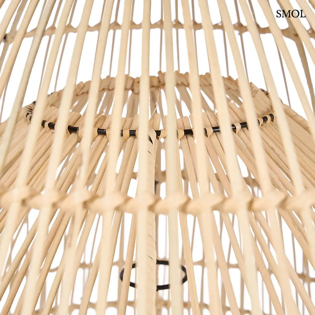 MATCHA WHISK rattan lámpaernyő természetes színben, L méret – 82 × 84 cm, belső réteg nagyítva