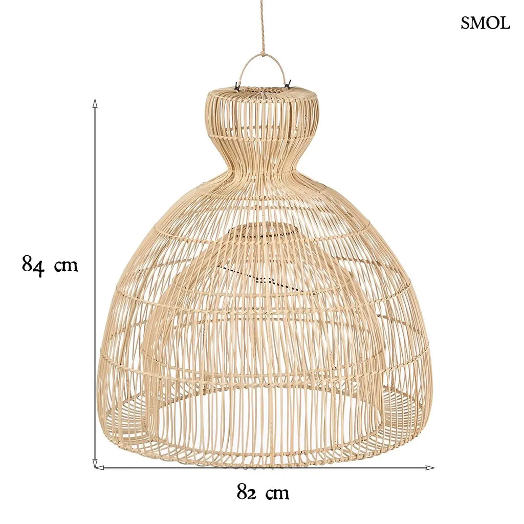 MATCHA WHISK rattan lámpaernyő természetes színben, L méret – 82 × 84 cm, méretekkel