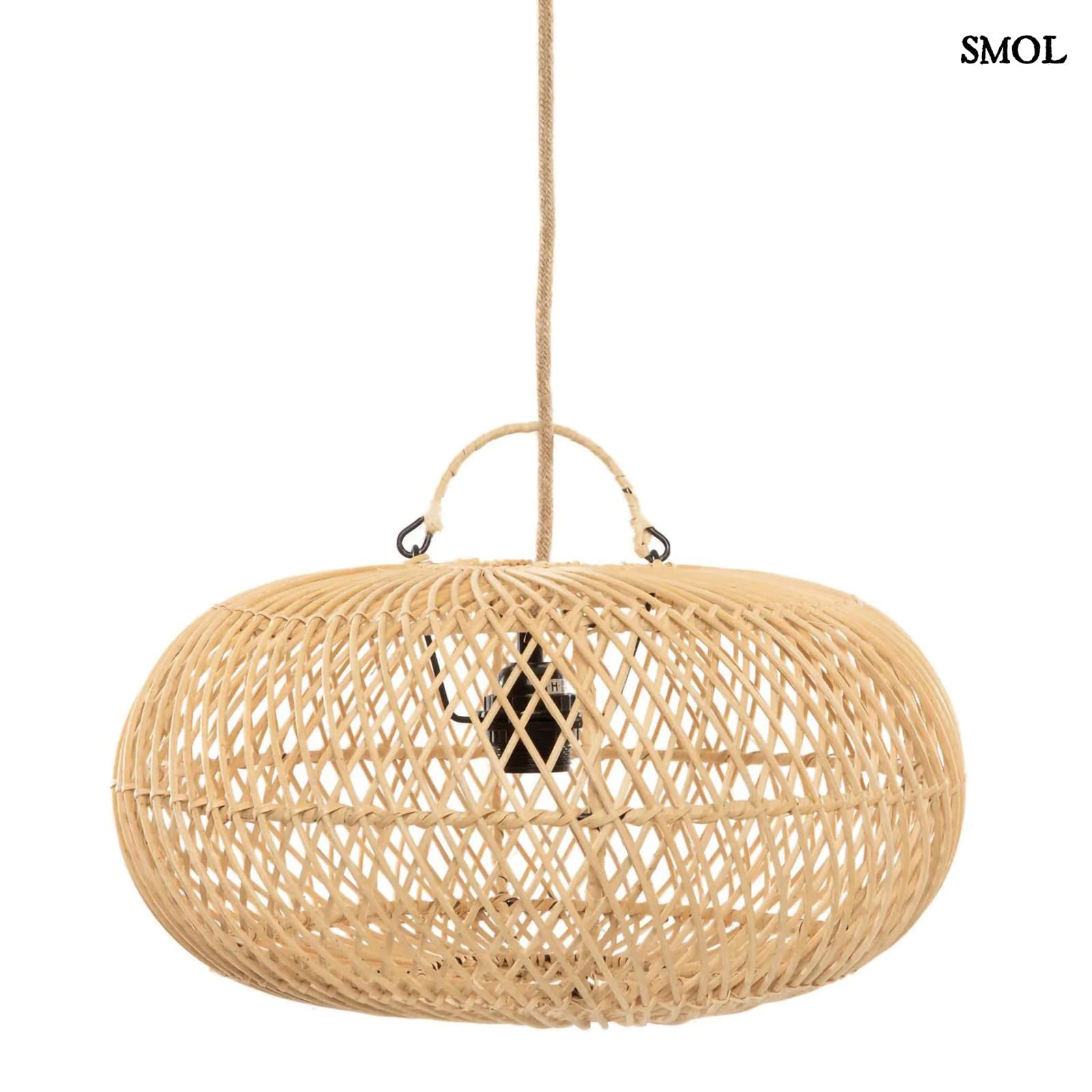 Lapos Gömb Alakú Rattan Lámpaernyő, 40 cm | WHOLLY | SMOL - fehér háttérrel