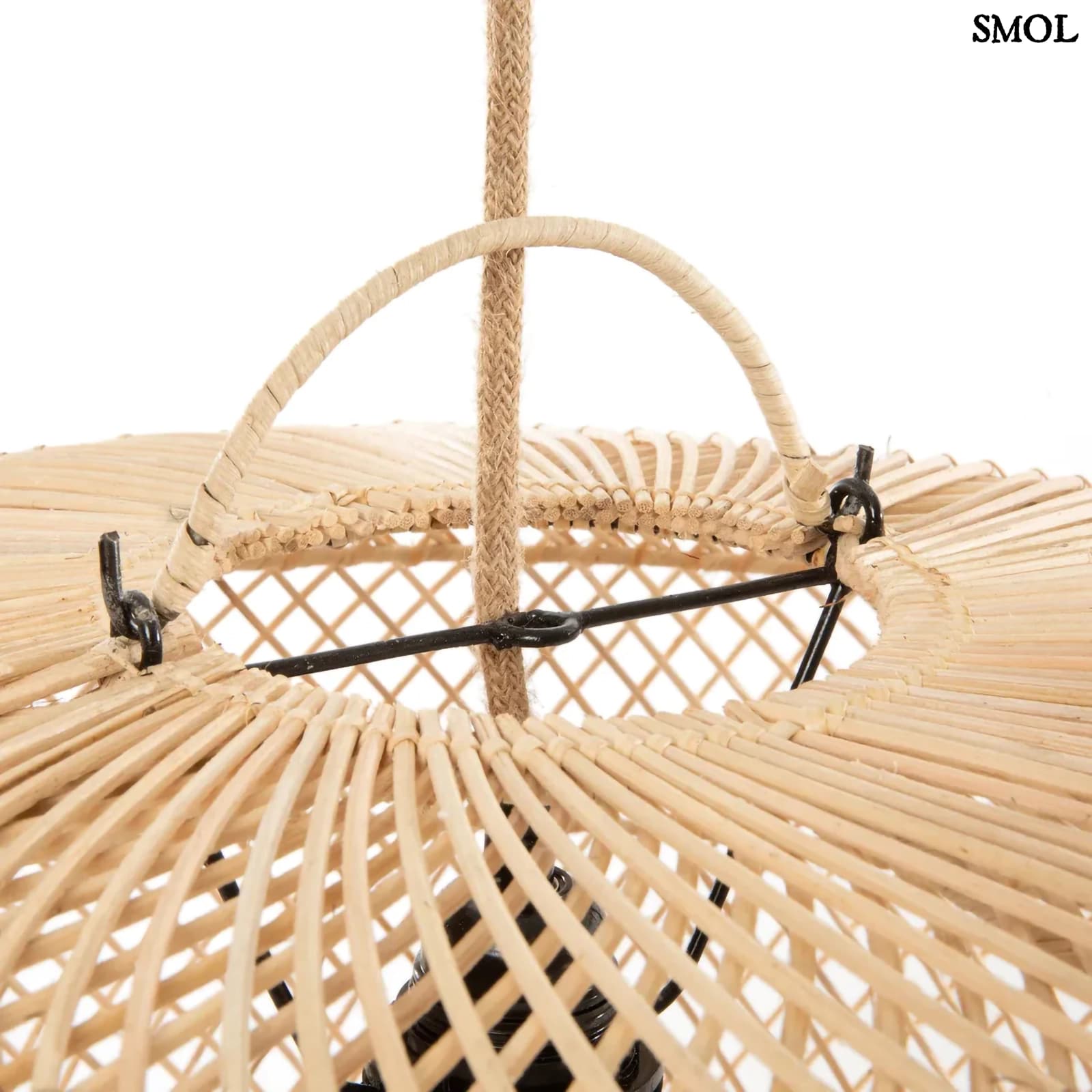 Lapos Gömb Alakú Rattan Lámpaernyő, 40 cm | WHOLLY | SMOL - akasztó nagyítva