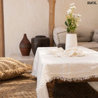 Lenvászon asztalterítő – fehér, 150x200 | LINEN | SMOL - dohányzóasztalon, nappaliban