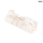 Lenvászon asztalterítő – fehér, 150x200 | LINEN | SMOL - fehér háttérrel, felcsavarva