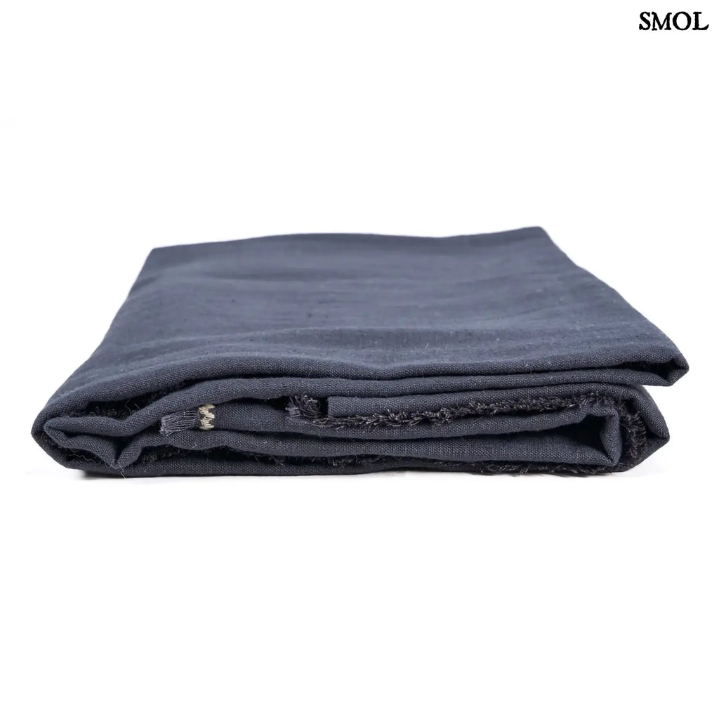 Lenvászon asztalterítő – fekete/natúr, 150x300 | TUSCANY | SMOL - összehajtva, oldalról