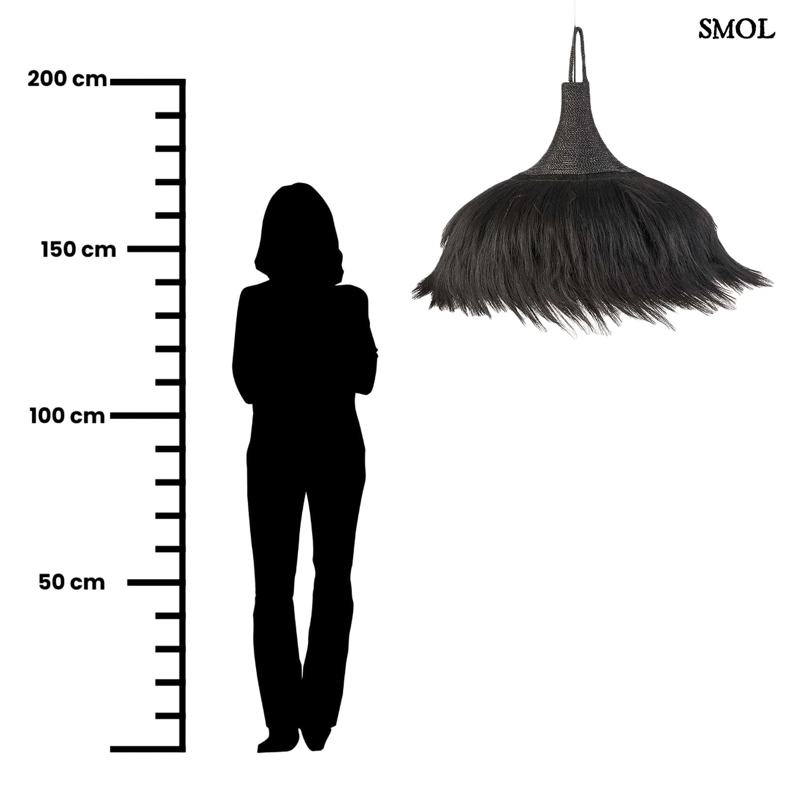 MAKIKI, nagyméretű, fekete függőlámpaernyő, ⌀100 cm - smol.hu - méretarányosan