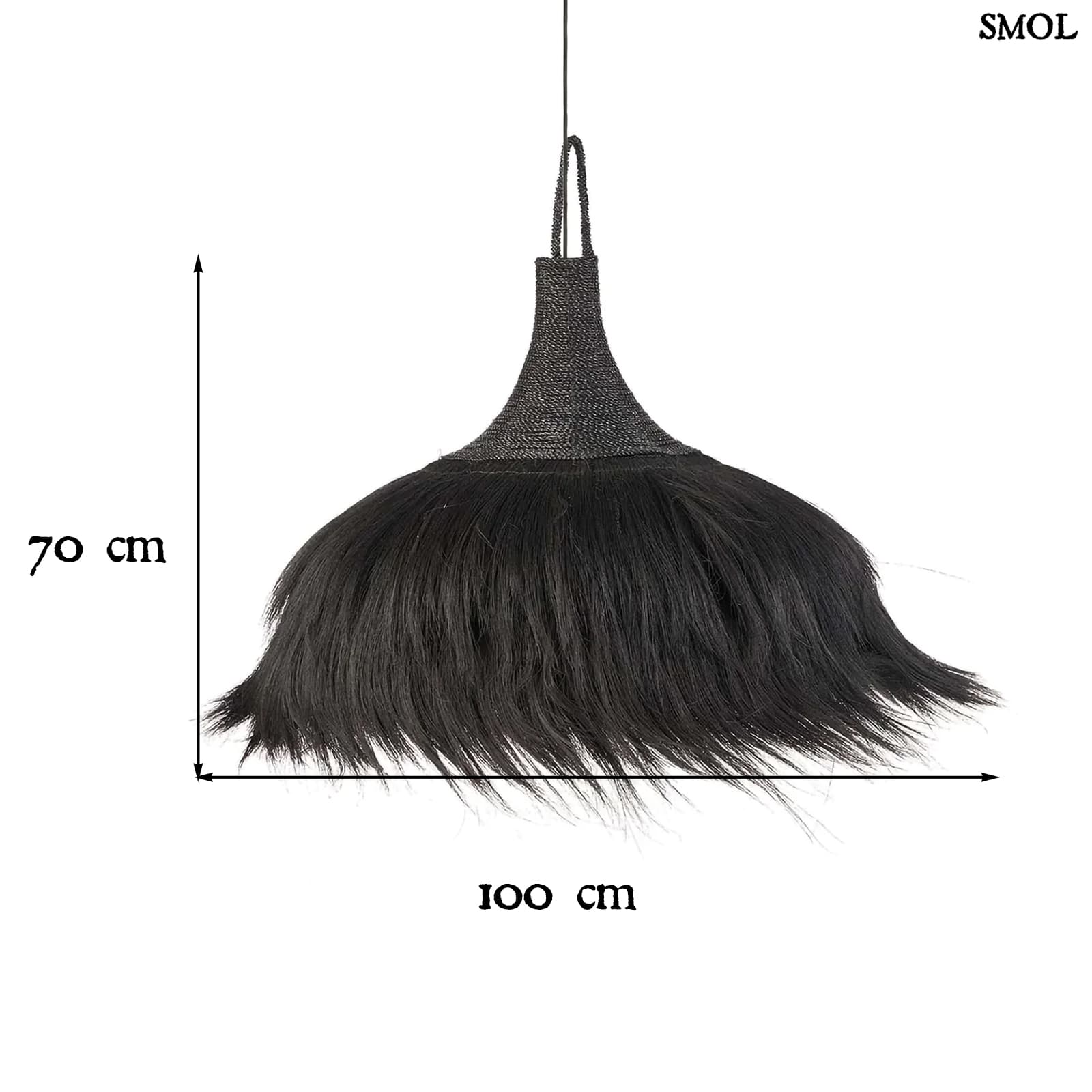 MAKIKI, nagyméretű, fekete függőlámpaernyő, ⌀100 cm - smol.hu - méretekkel