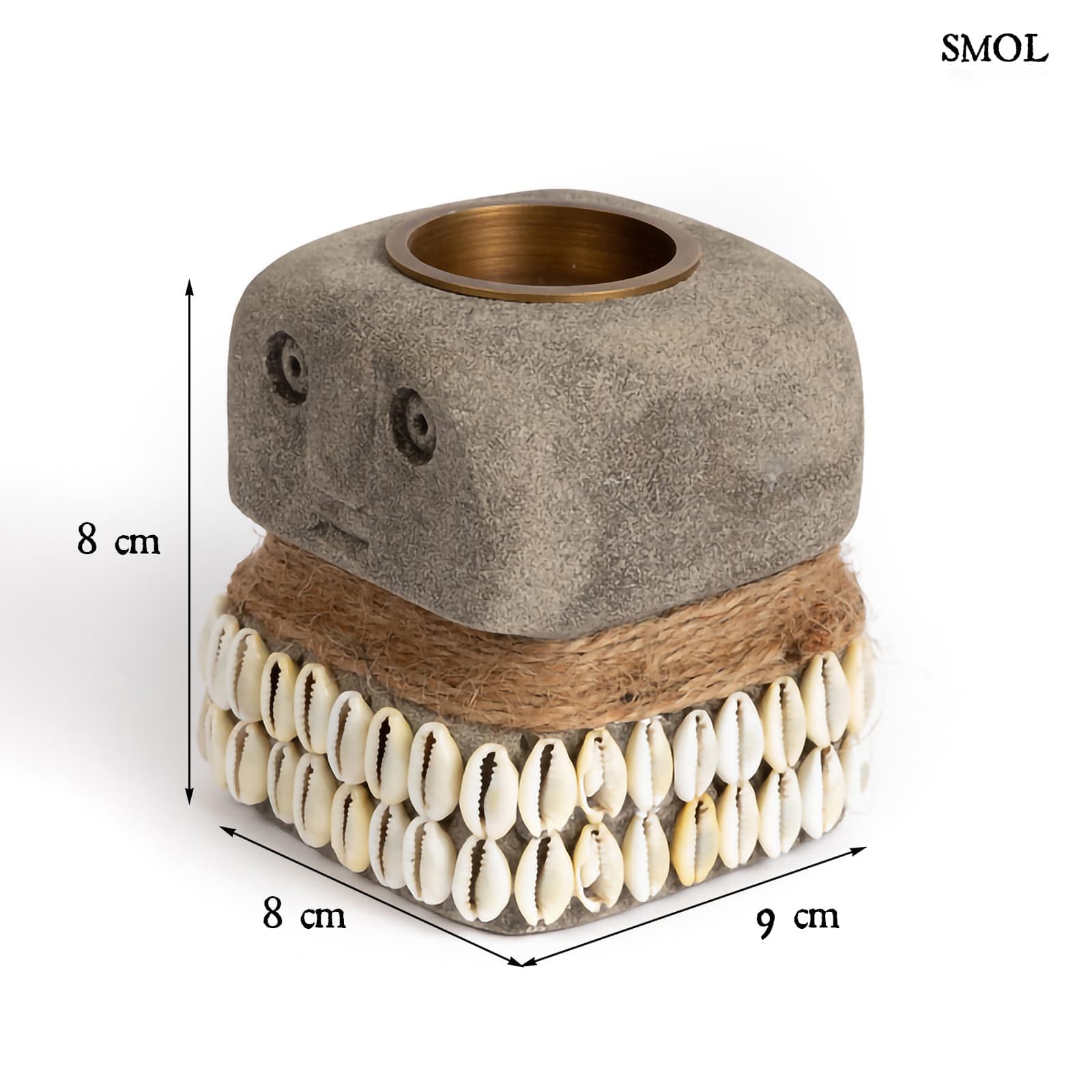 smol.hu -MALITI, kő gyertyatartó kagylókkal, 8 cm