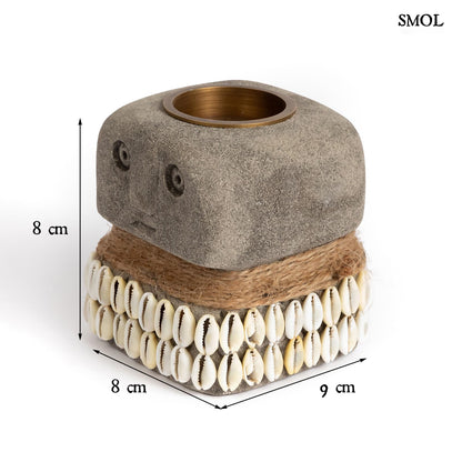 smol.hu -MALITI, kő gyertyatartó kagylókkal, 8 cm