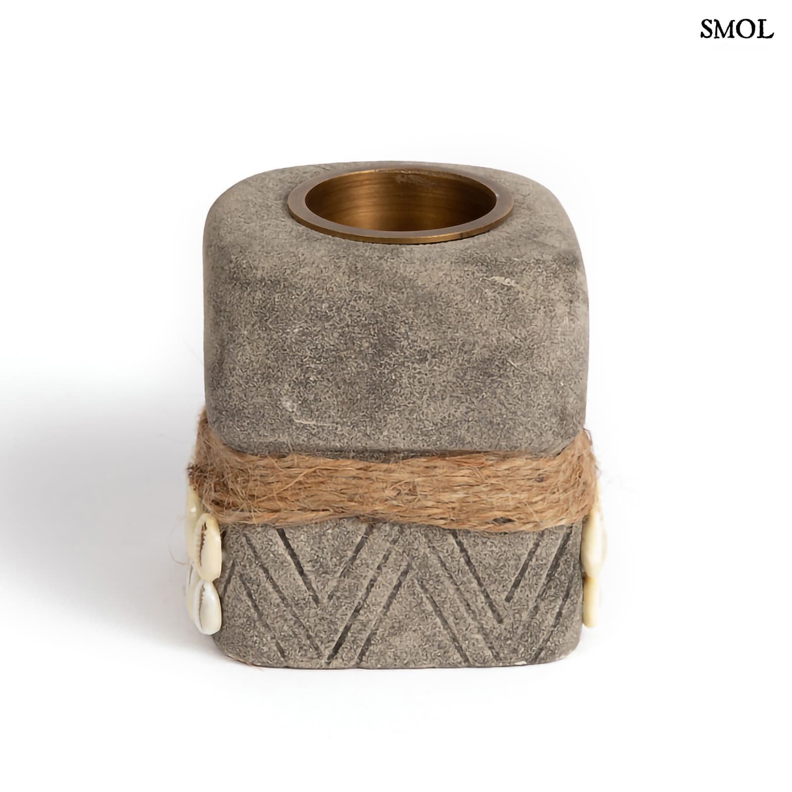 SUMBA31, kő teamécsestartó kagylókkal, 8 cm - smol.hu