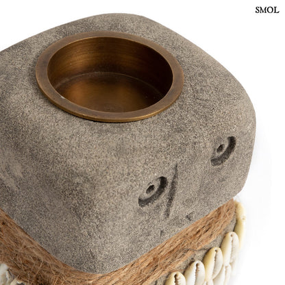 SUMBA31, kő teamécsestartó kagylókkal, 8 cm - smol.hu