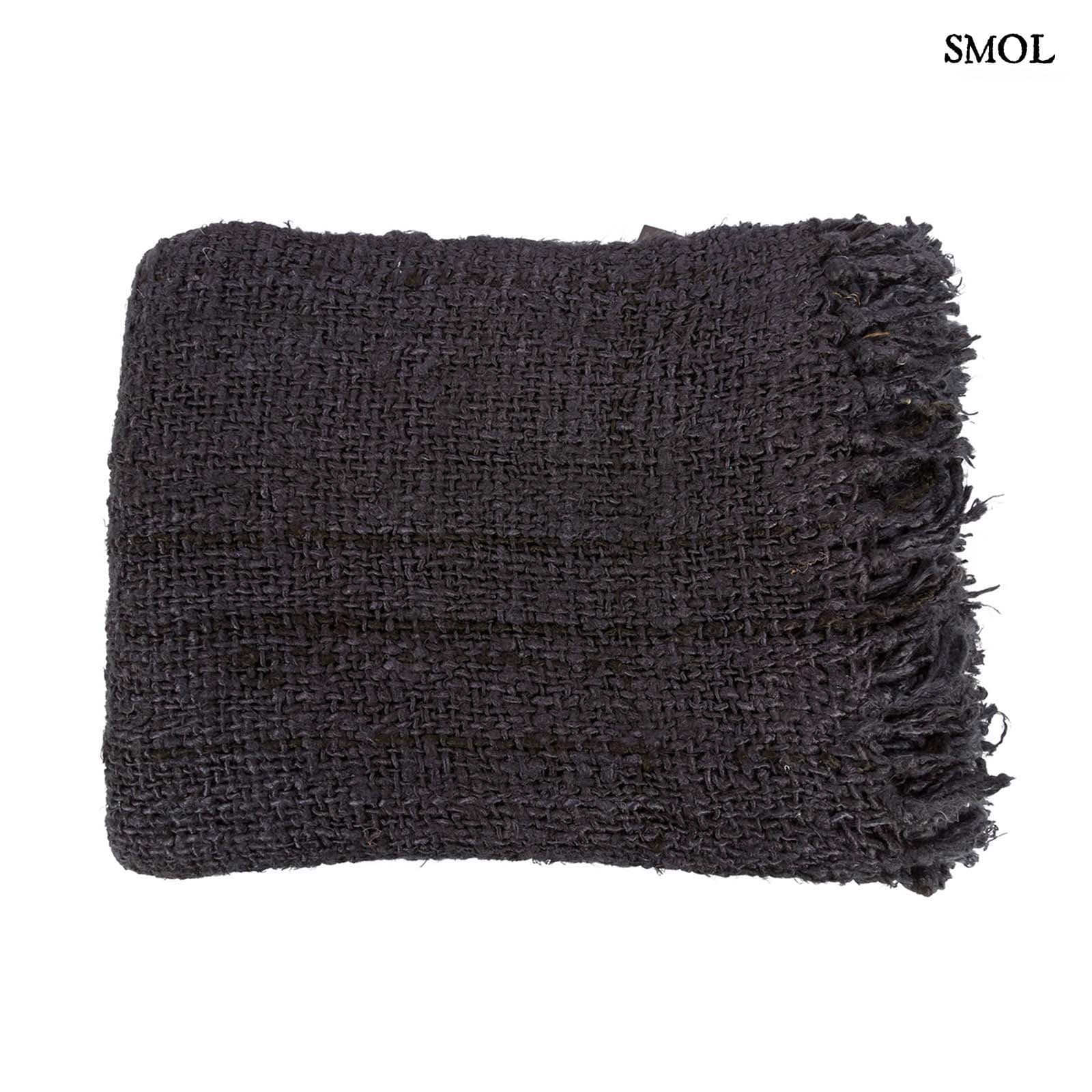 PLAID BLACK NAVY, pamut pléd, 170x130 - smol.hu