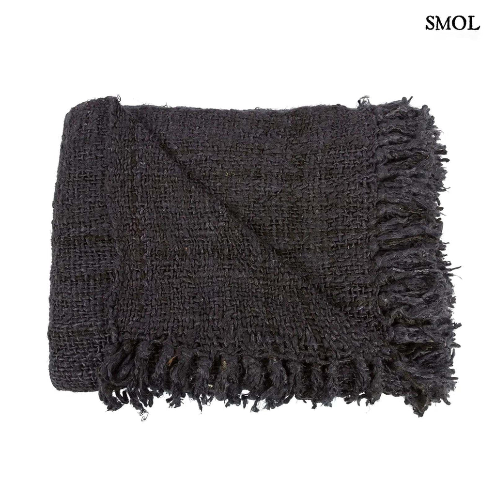 PLAID BLACK NAVY, pamut pléd, 170x130 - smol.hu