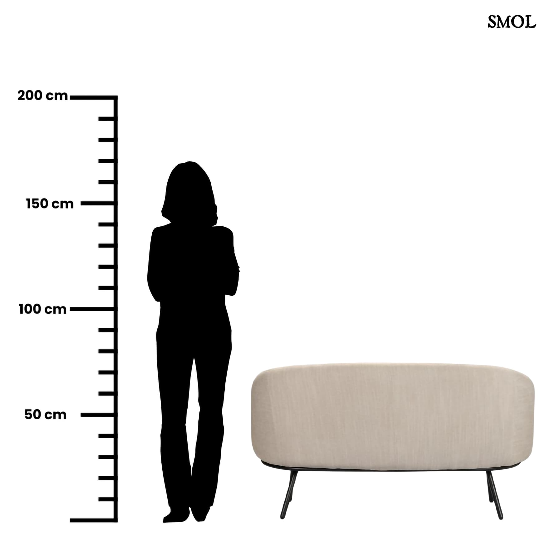 MARS, bézs, kétszemélyes kanapé - smol.hu - méretarányosan