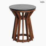 Marble Side Table – black marble, mango wood, 40 cm | SABAH