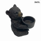 Barna maci alakú medvés mécsestartó figura, felülről