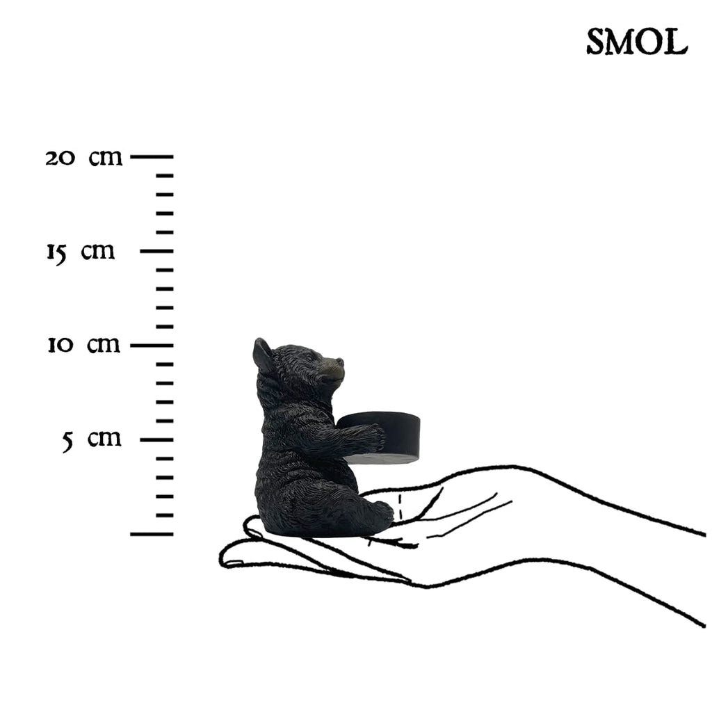 Barna maci alakú medvés mécsestartó figura, méretarányosan