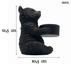 Barna maci alakú medvés mécsestartó figura, méretekkel